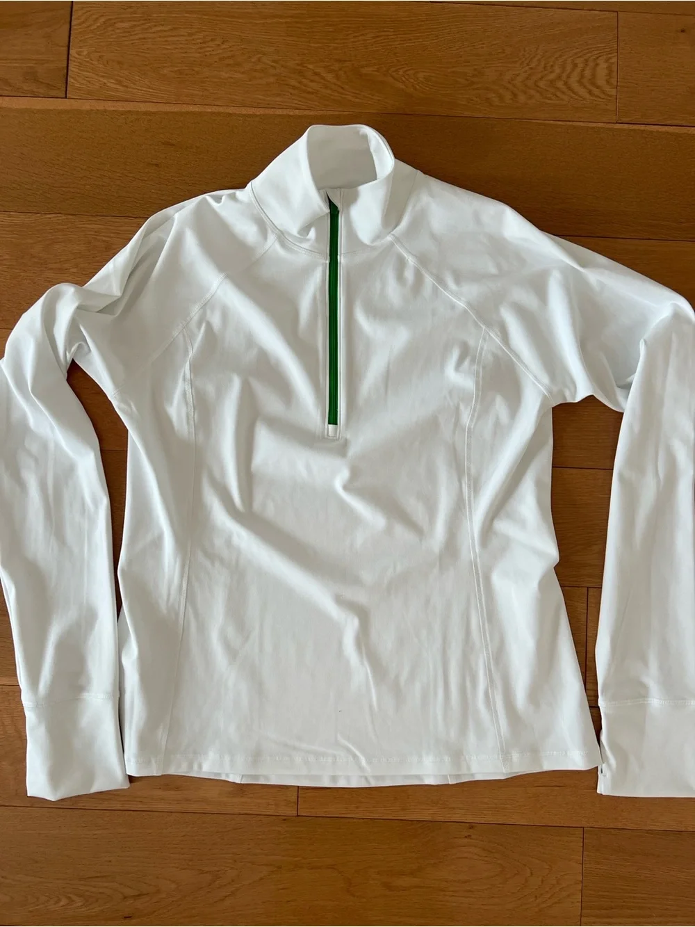 J.Crew Cloudstretch Athletic Half-Zip Pullover White with Green Zip Trim